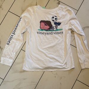 Vineyard Vines White Long Sleeve with Soccer Graphic